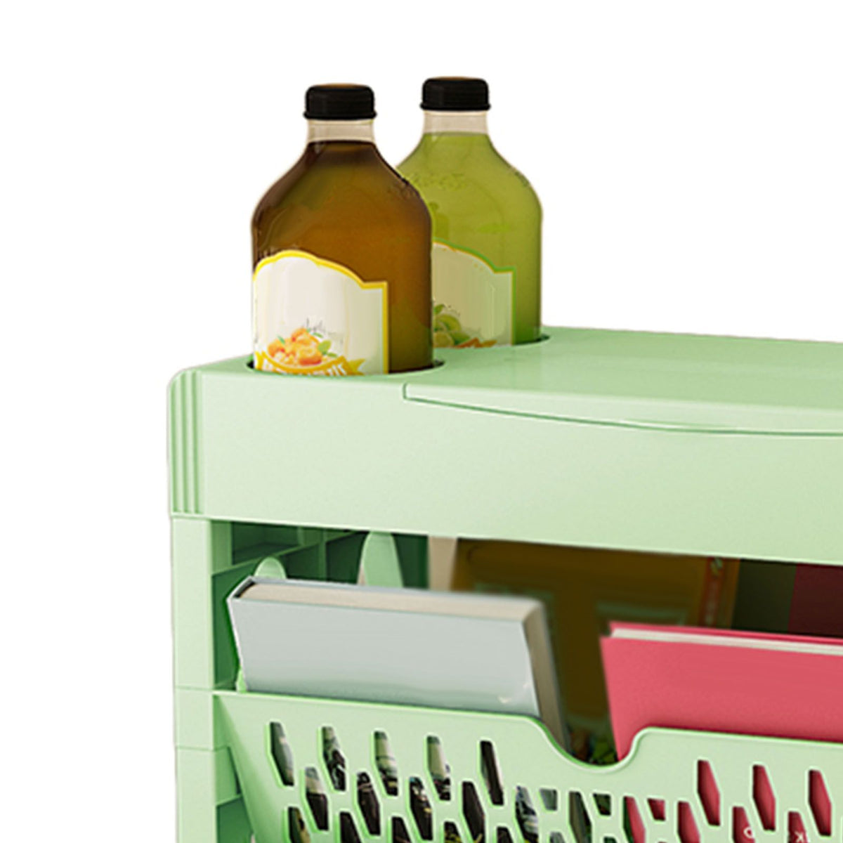 Book Rack Storage Bookshelf Small Storage Bookshelf Bookcase Large Capacity Easy Access for Living Room Bedroom Double Row 2 Layer Green