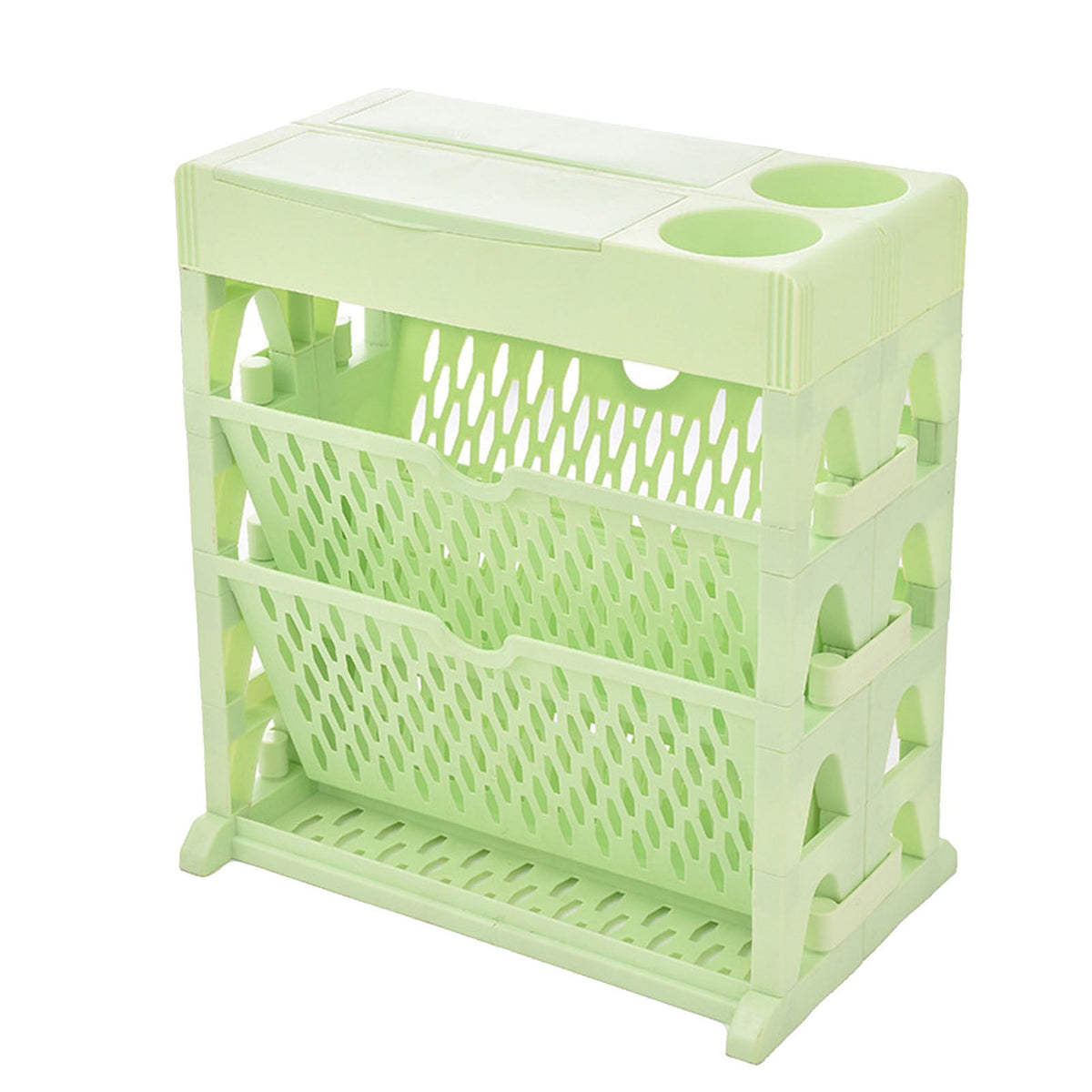 Book Rack Storage Bookshelf Small Storage Bookshelf Bookcase Large Capacity Easy Access for Living Room Bedroom Double Row 2 Layer Green