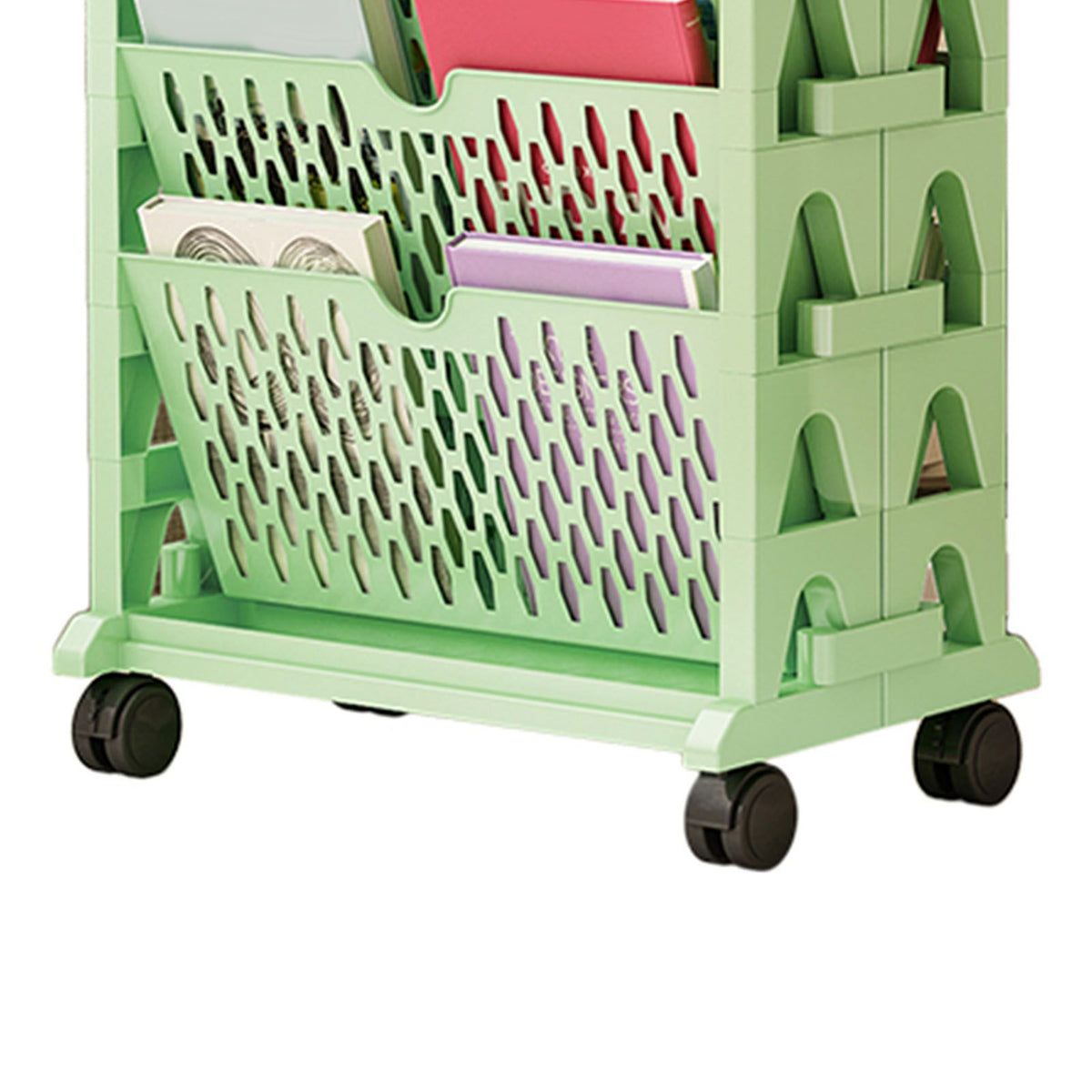 Book Rack Storage Bookshelf Small Storage Bookshelf Bookcase Large Capacity Easy Access for Living Room Bedroom Double Row 5 Layer Green