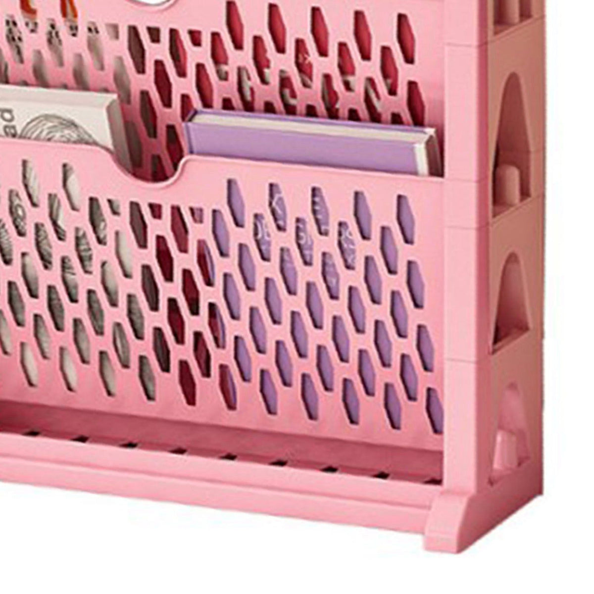 Bookshelf Multipurpose Simple Style Large Capacity Single Row Space Saving Multilayer Book Storage Shelf Double Layers Bookshelf Pink