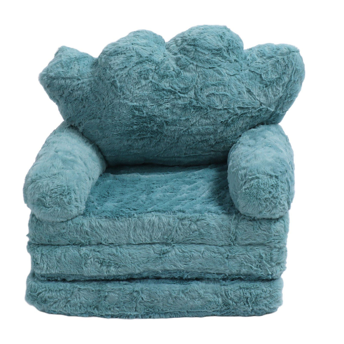 Flip Out Chair Green Fold Out Couch Crown Cute Soft Comfortable Kids Sofa for Boys Girls Home School Kindergarten 3 Layer