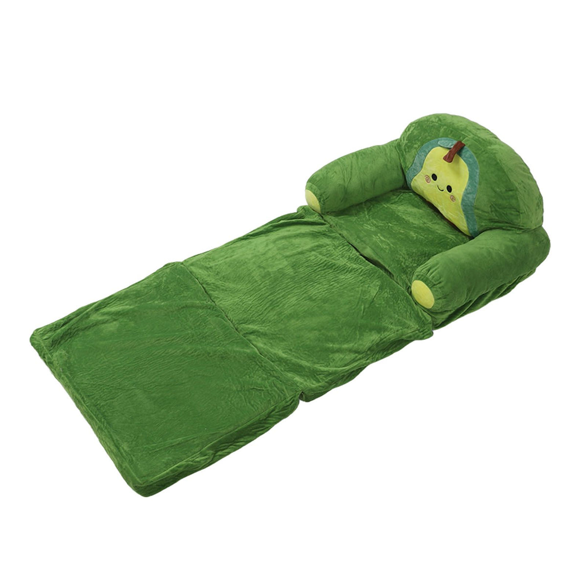 Foldable Kids Sofa Cute Cartoon Design Short Plush Soft Comfortable Portable Children Couch for Home Avocado