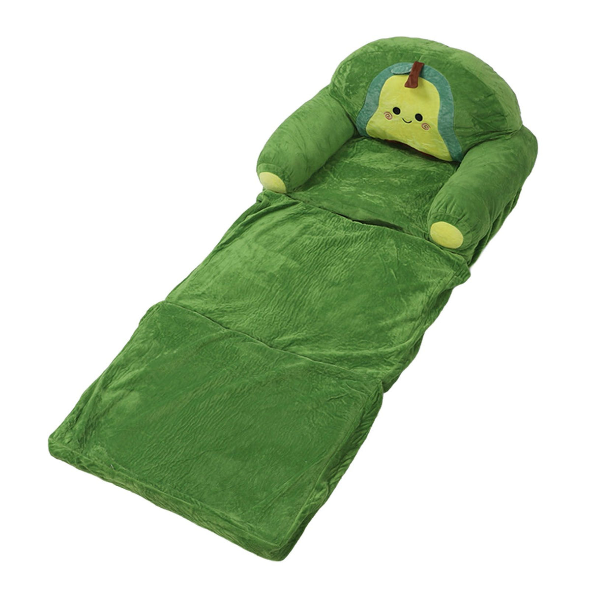 Foldable Kids Sofa Cute Cartoon Design Short Plush Soft Comfortable Portable Children Couch for Home Avocado