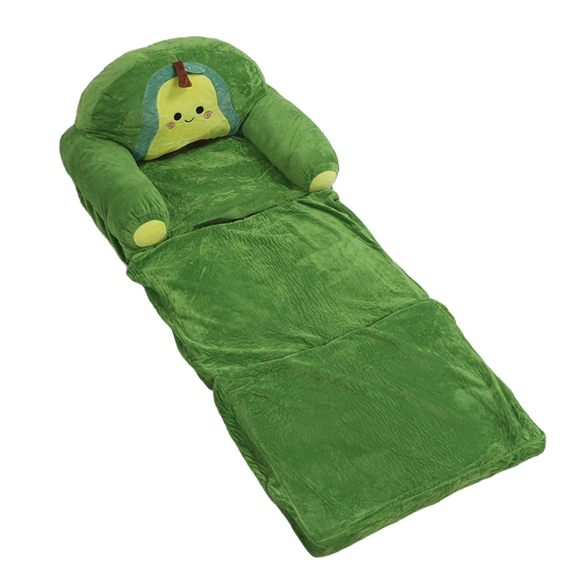 Foldable Kids Sofa Cute Cartoon Design Short Plush Soft Comfortable Portable Children Couch for Home Avocado