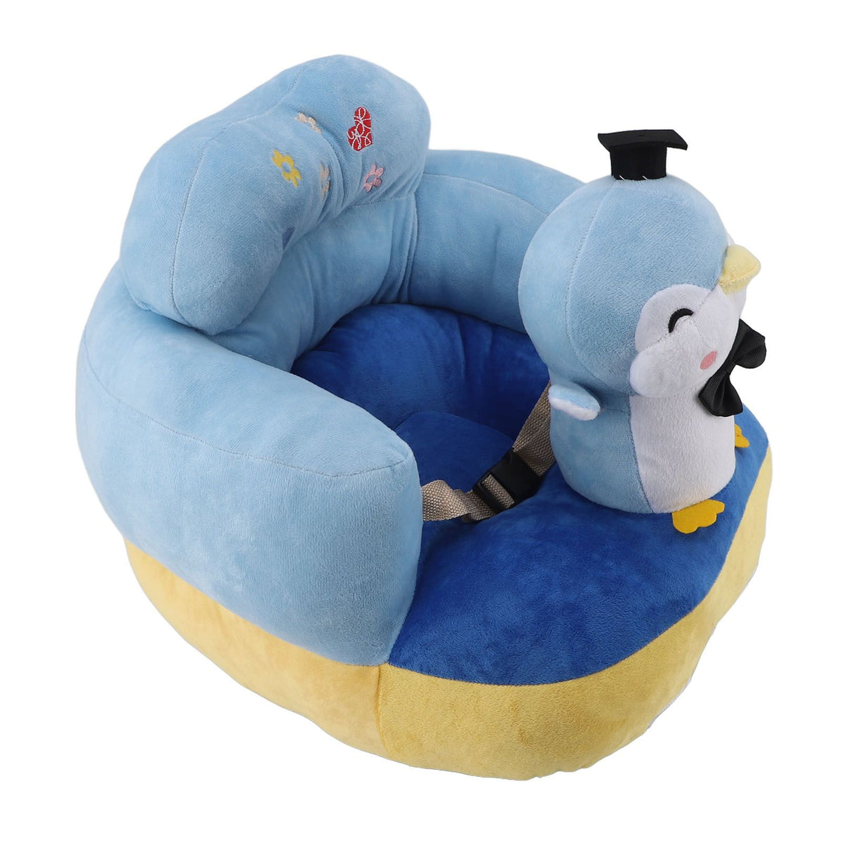 Baby Seat Sofa Comfortable Prevent Falling and Tipping Adjustable Angle Portable Plush Infant Learning Sitting Chair for Toddler Blue Penguin