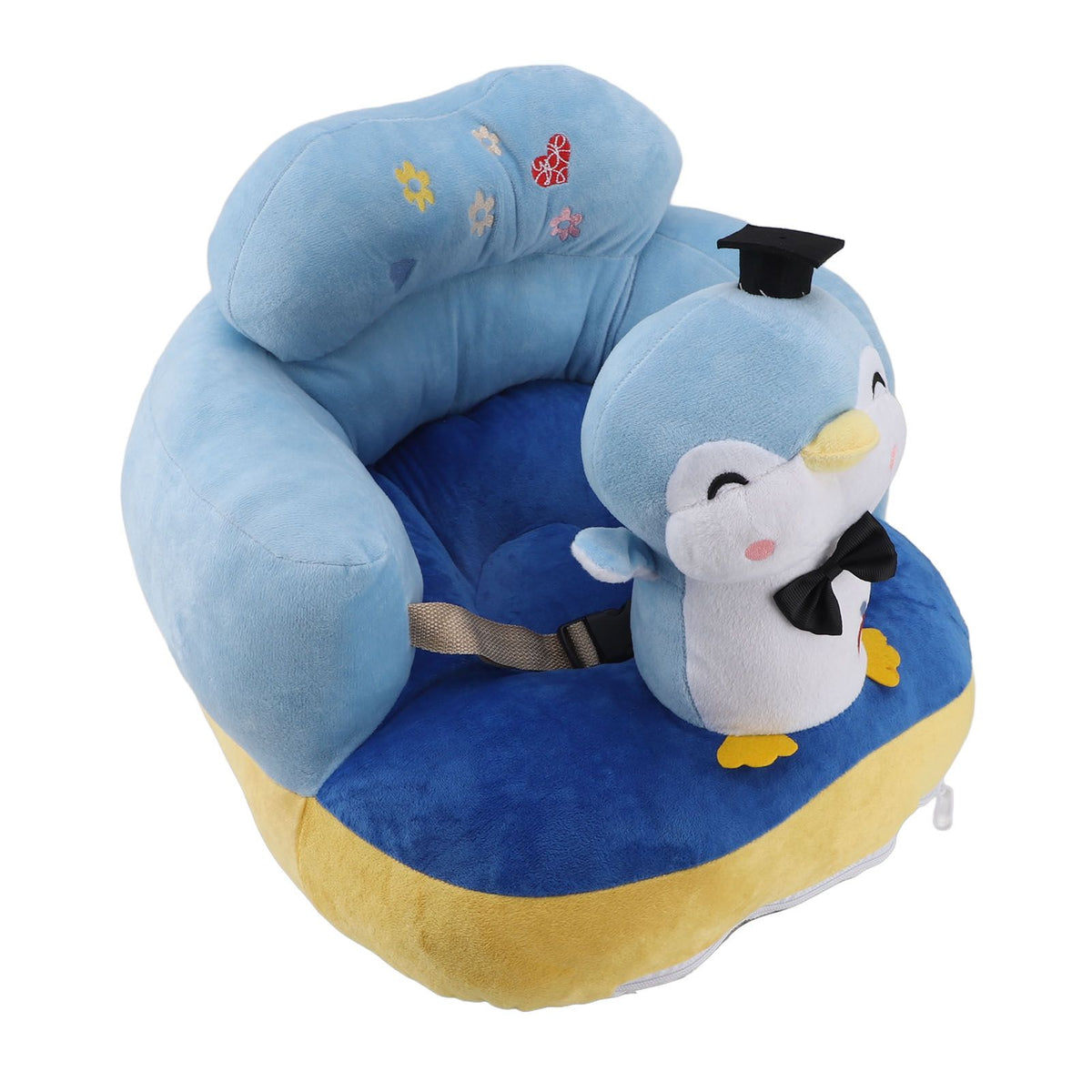 Baby Seat Sofa Comfortable Prevent Falling and Tipping Adjustable Angle Portable Plush Infant Learning Sitting Chair for Toddler Blue Penguin
