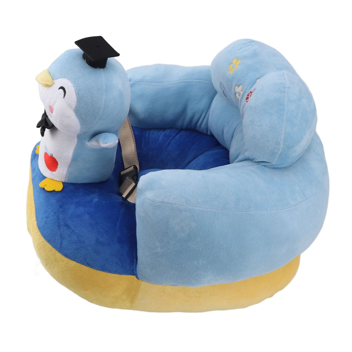 Baby Seat Sofa Comfortable Prevent Falling and Tipping Adjustable Angle Portable Plush Infant Learning Sitting Chair for Toddler Blue Penguin