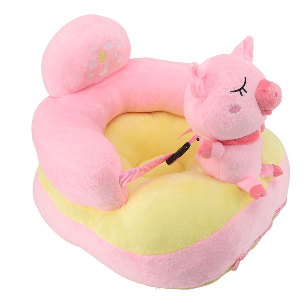Baby Support Sofa Chair Non Slip Anti Tipping Adjustable Angle Plush Infant Learning Seat Sofa Pink Pig