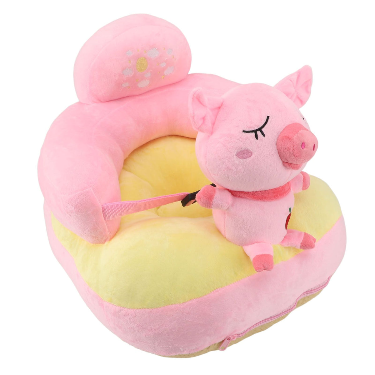 Baby Support Sofa Chair Non Slip Anti Tipping Adjustable Angle Plush Infant Learning Seat Sofa Pink Pig