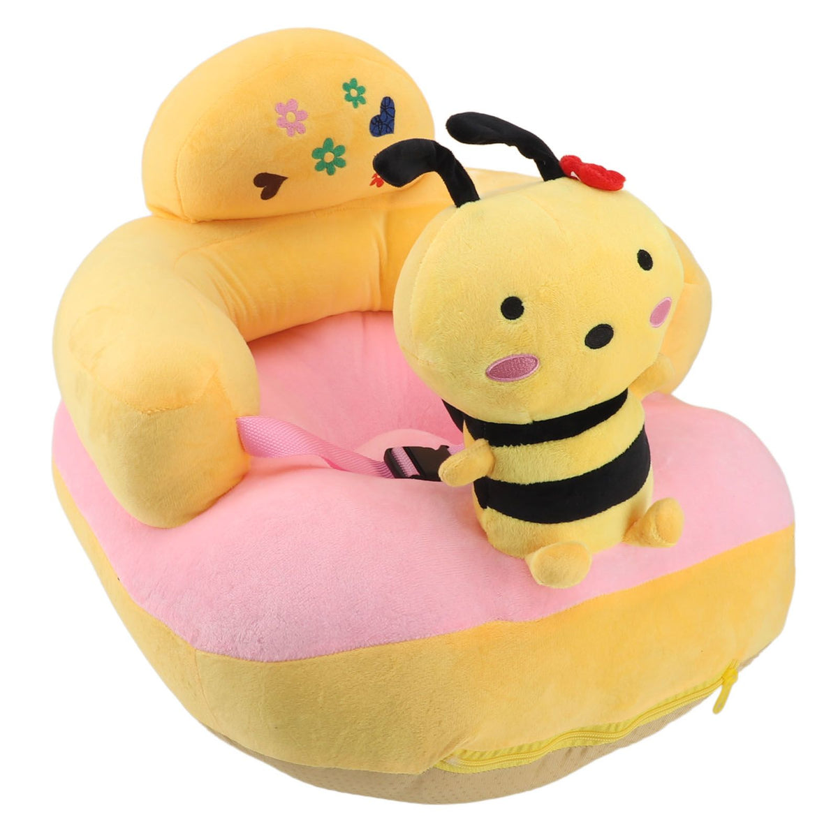 Baby Support Sofa Chair Anti Side Turn Anti Falling Luminous Soft Plush Baby Sofa Learn Sitting Chair for Indoor Bee