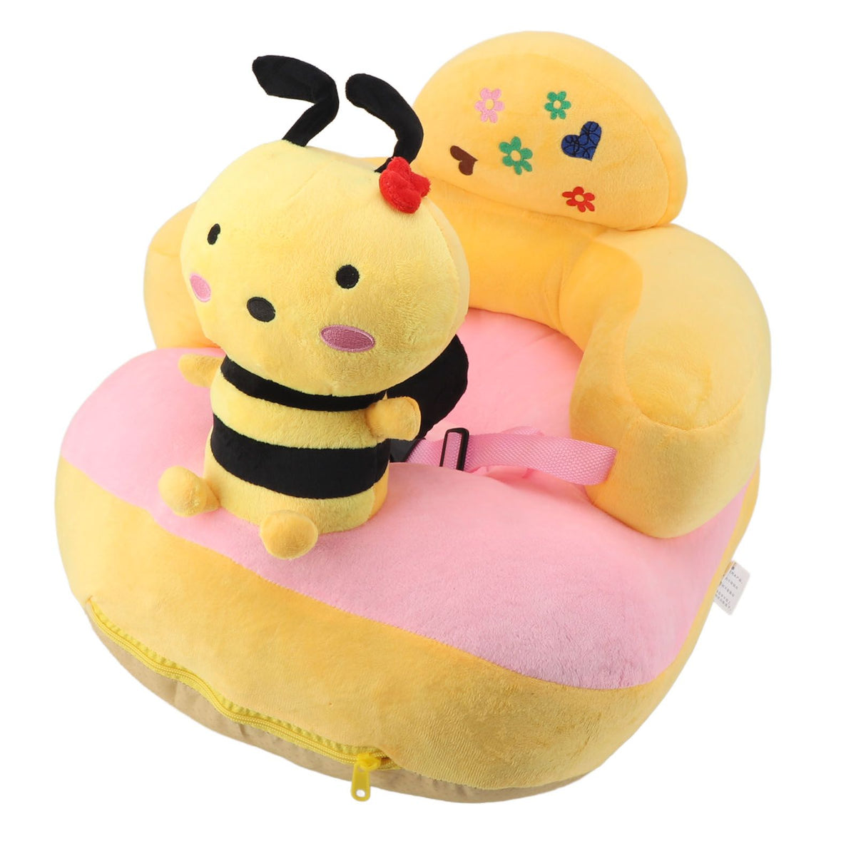 Baby Support Sofa Chair Anti Side Turn Anti Falling Luminous Soft Plush Baby Sofa Learn Sitting Chair for Indoor Bee