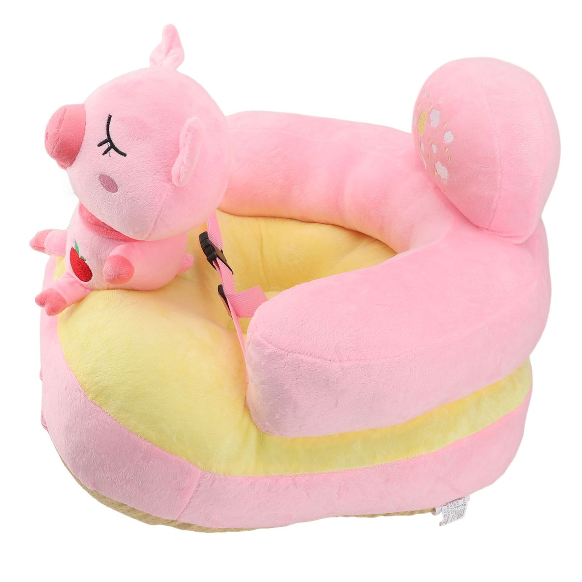 Baby Sitting Sofa Chair Comfortable Anti Rollover Portable Plush Infants Toddler Learning to Sit Chair with Light for Home Pink Pig
