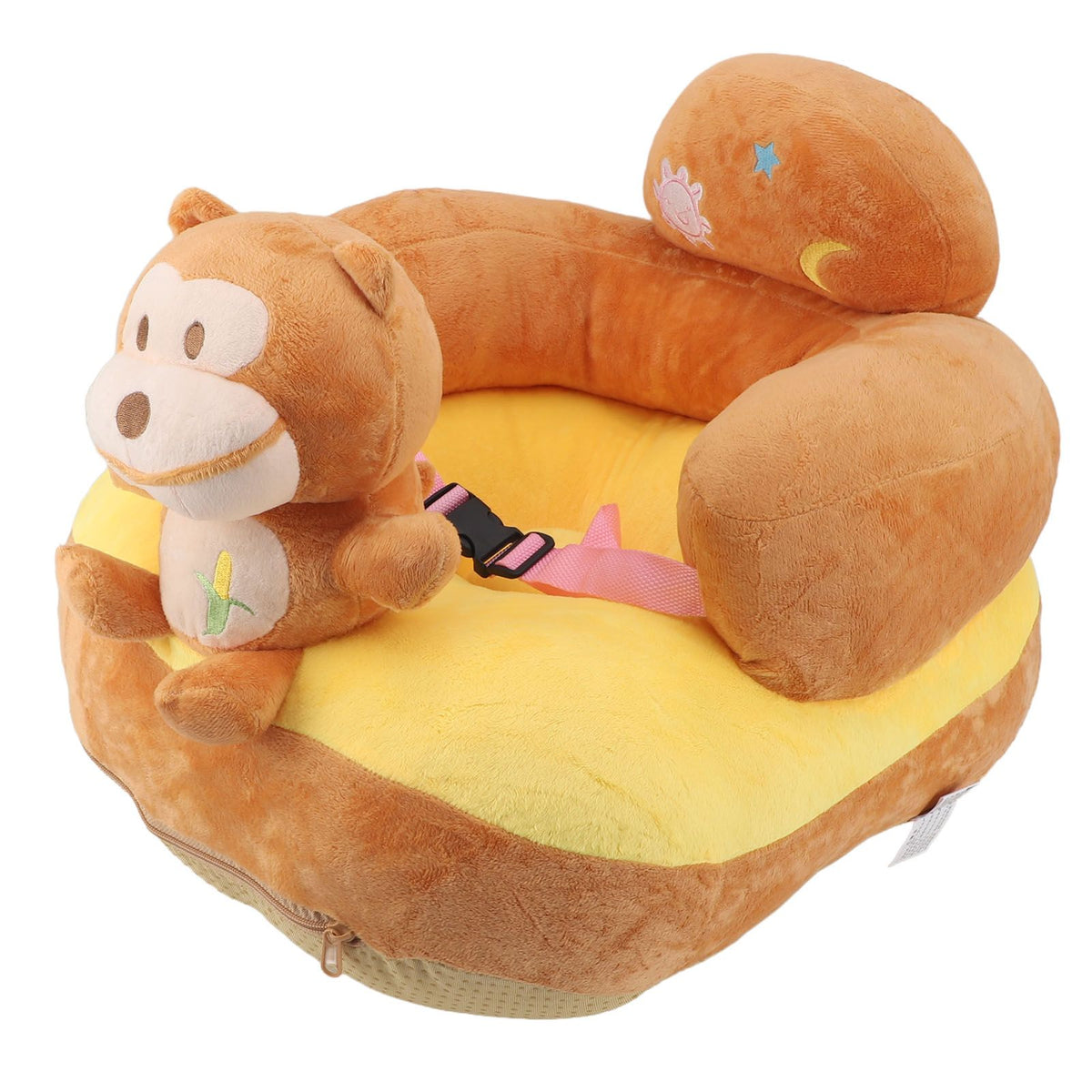 Baby Sitting Sofa Chair Comfortable Anti Rollover Portable Plush Infants Toddler Learning to Sit Chair with Light for Home Monkey