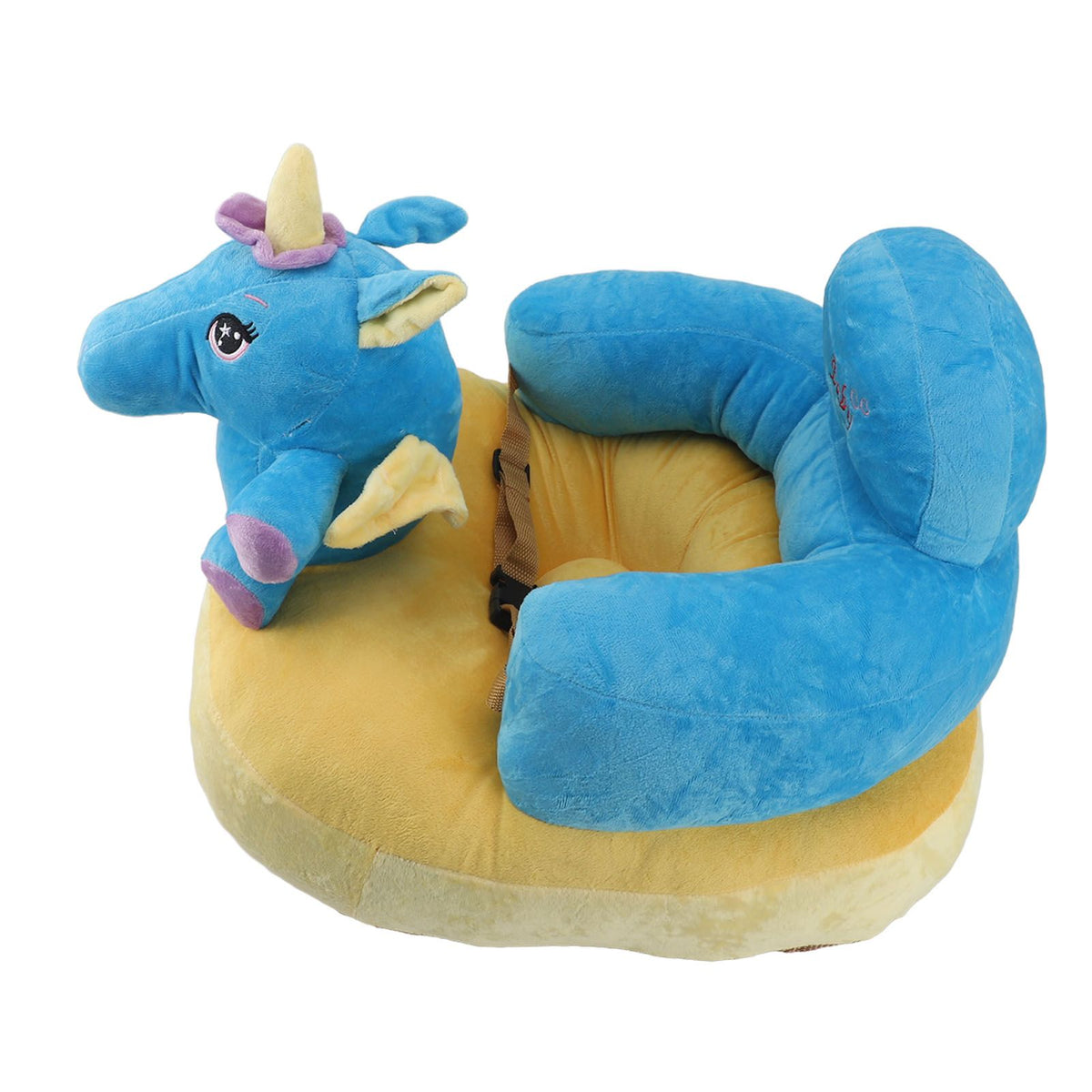 Baby Support Seat Sofa Soft Plush Comfortable Cute Animal Shape Prevent Slip Adjustable Baby Learn Sitting Support Seat Blue Horse