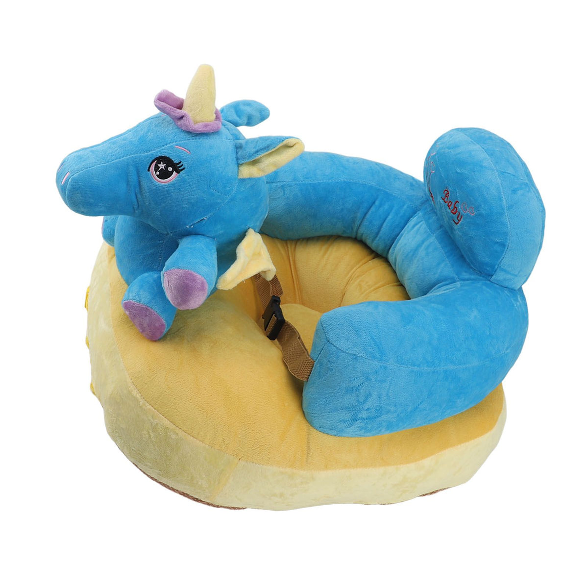 Baby Support Seat Sofa Soft Plush Comfortable Cute Animal Shape Prevent Slip Adjustable Baby Learn Sitting Support Seat Blue Horse