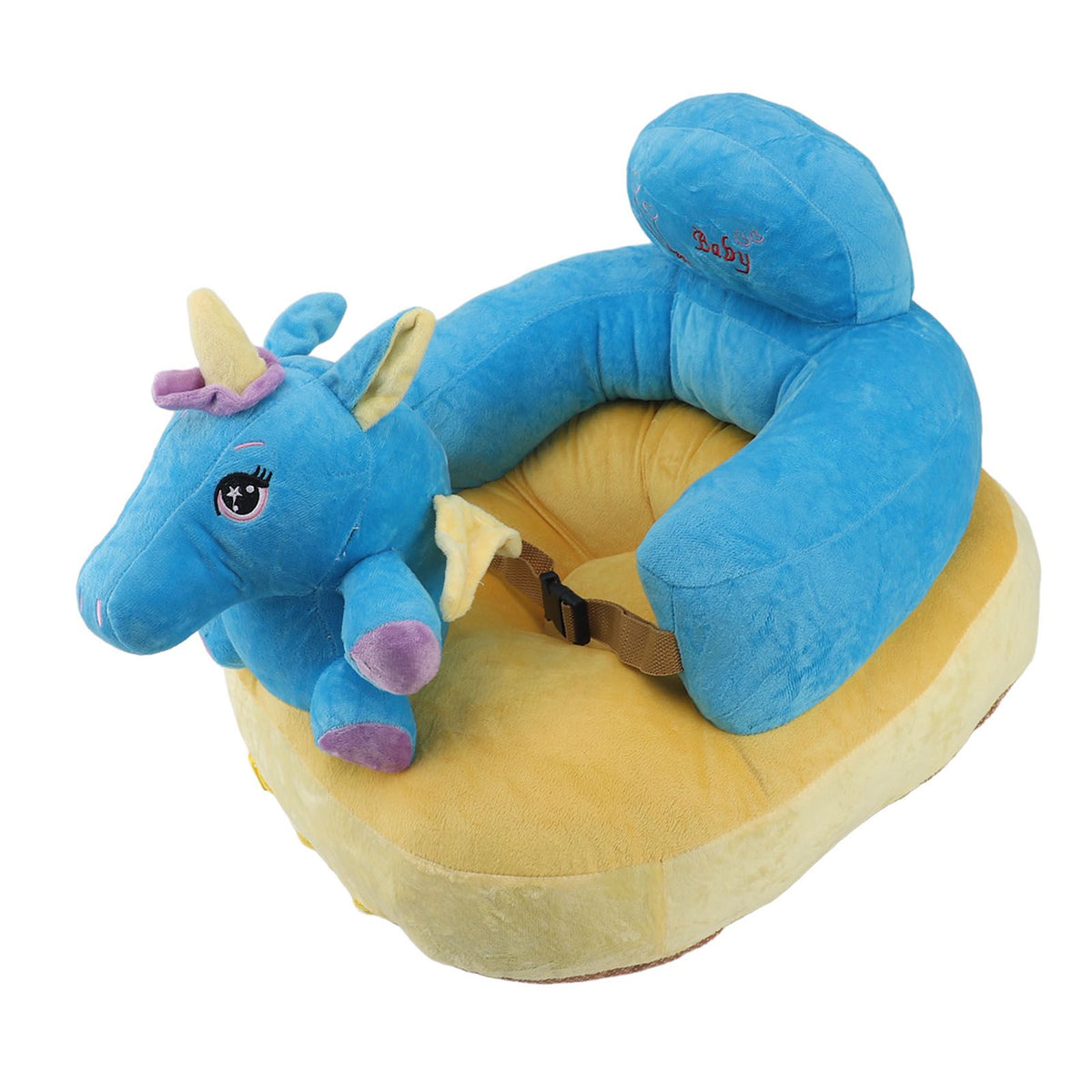Baby Support Seat Sofa Soft Plush Comfortable Cute Animal Shape Prevent Slip Adjustable Baby Learn Sitting Support Seat Blue Horse
