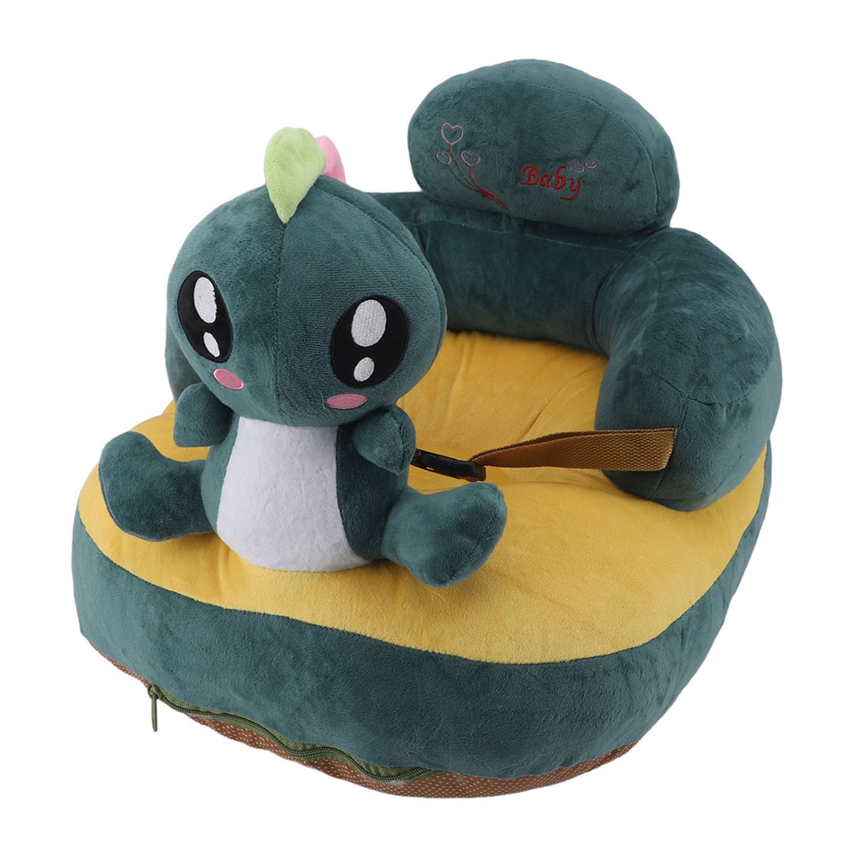 Baby Support Seat Sofa Soft Plush Comfortable Cute Animal Shape Prevent Slip Adjustable Baby Learn Sitting Support Seat Green Dinosaur