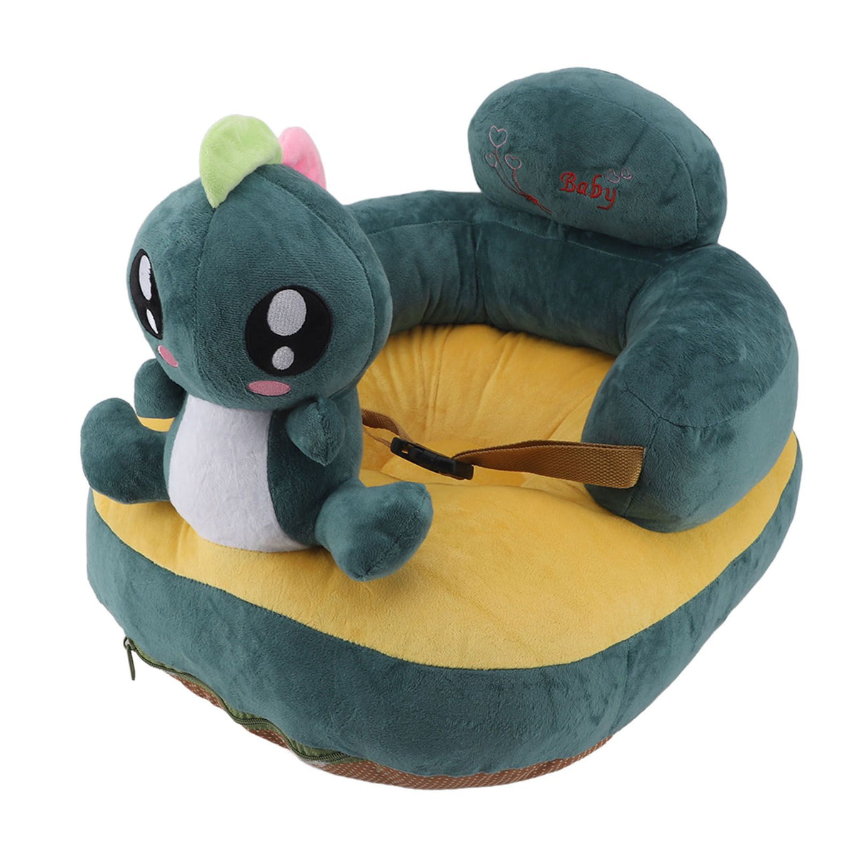 Baby Support Seat Sofa Soft Plush Comfortable Cute Animal Shape Prevent Slip Adjustable Baby Learn Sitting Support Seat Green Dinosaur