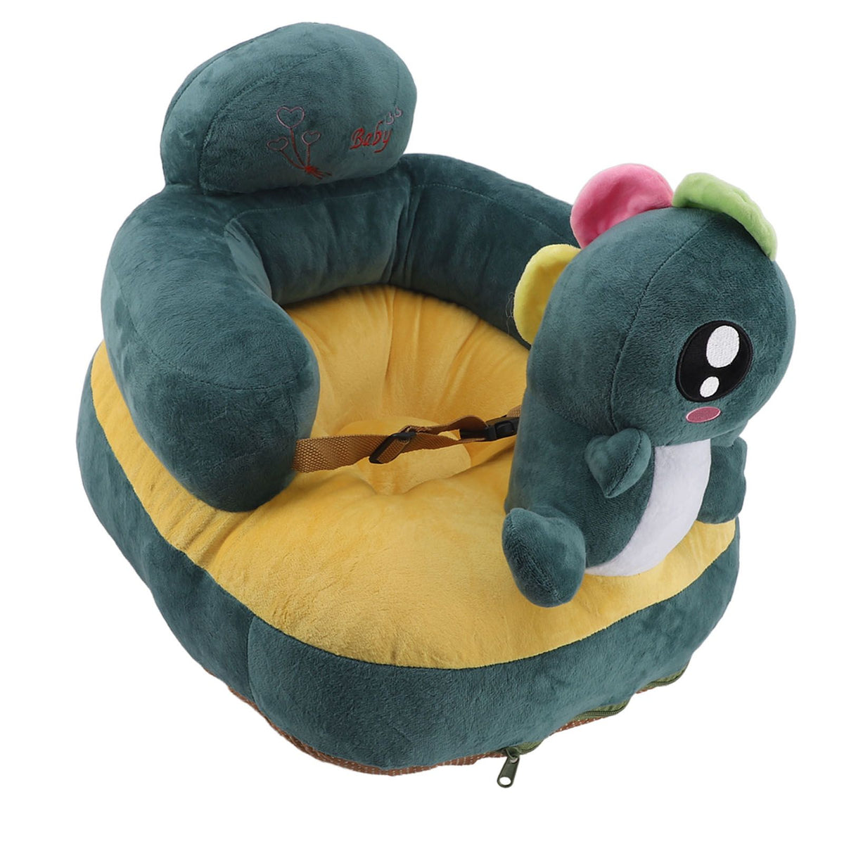Baby Support Seat Sofa Soft Plush Comfortable Cute Animal Shape Prevent Slip Adjustable Baby Learn Sitting Support Seat Green Dinosaur