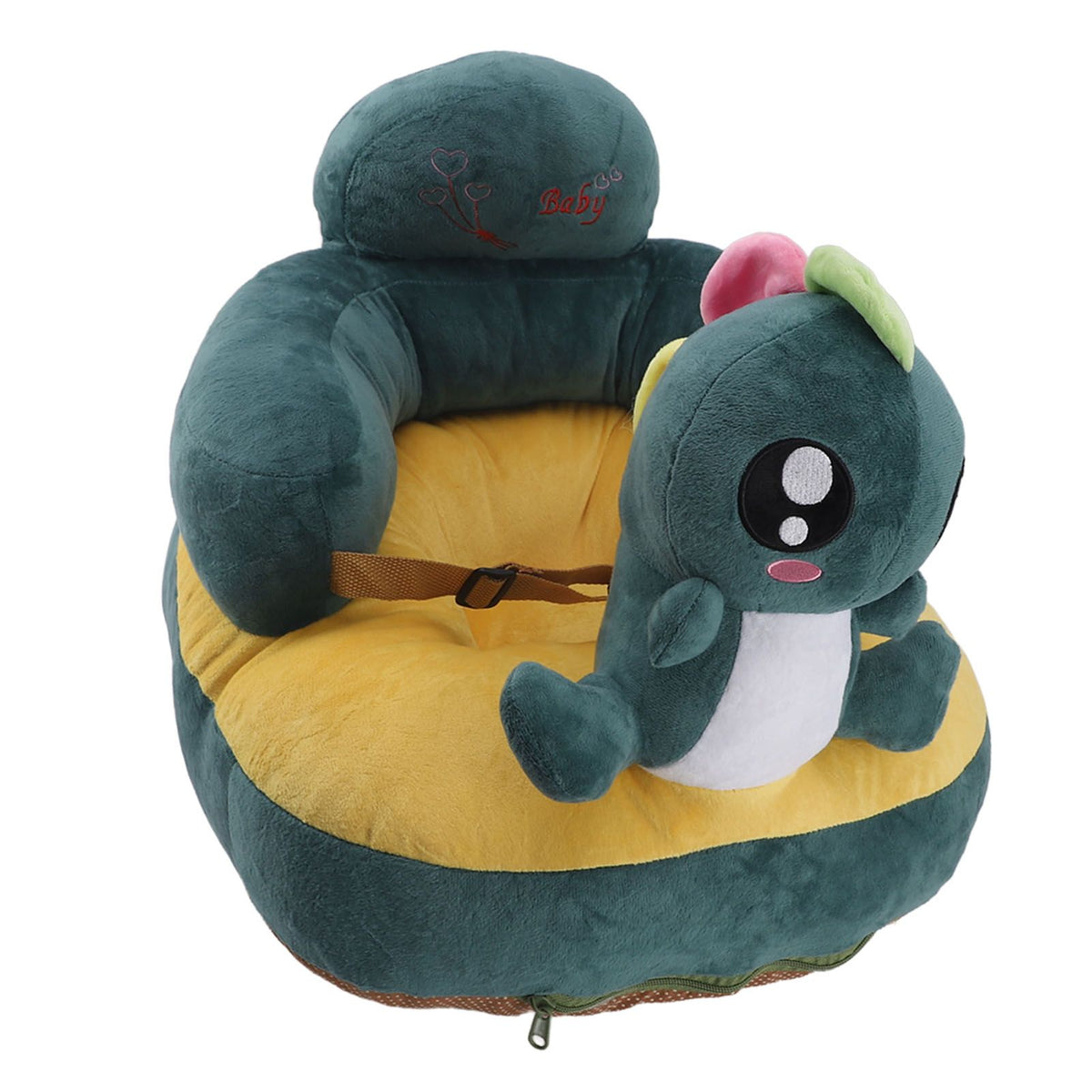 Baby Support Seat Sofa Soft Plush Comfortable Cute Animal Shape Prevent Slip Adjustable Baby Learn Sitting Support Seat Green Dinosaur