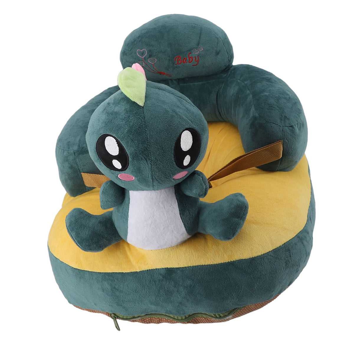 Baby Support Seat Sofa Soft Plush Comfortable Cute Animal Shape Prevent Slip Adjustable Baby Learn Sitting Support Seat Green Dinosaur