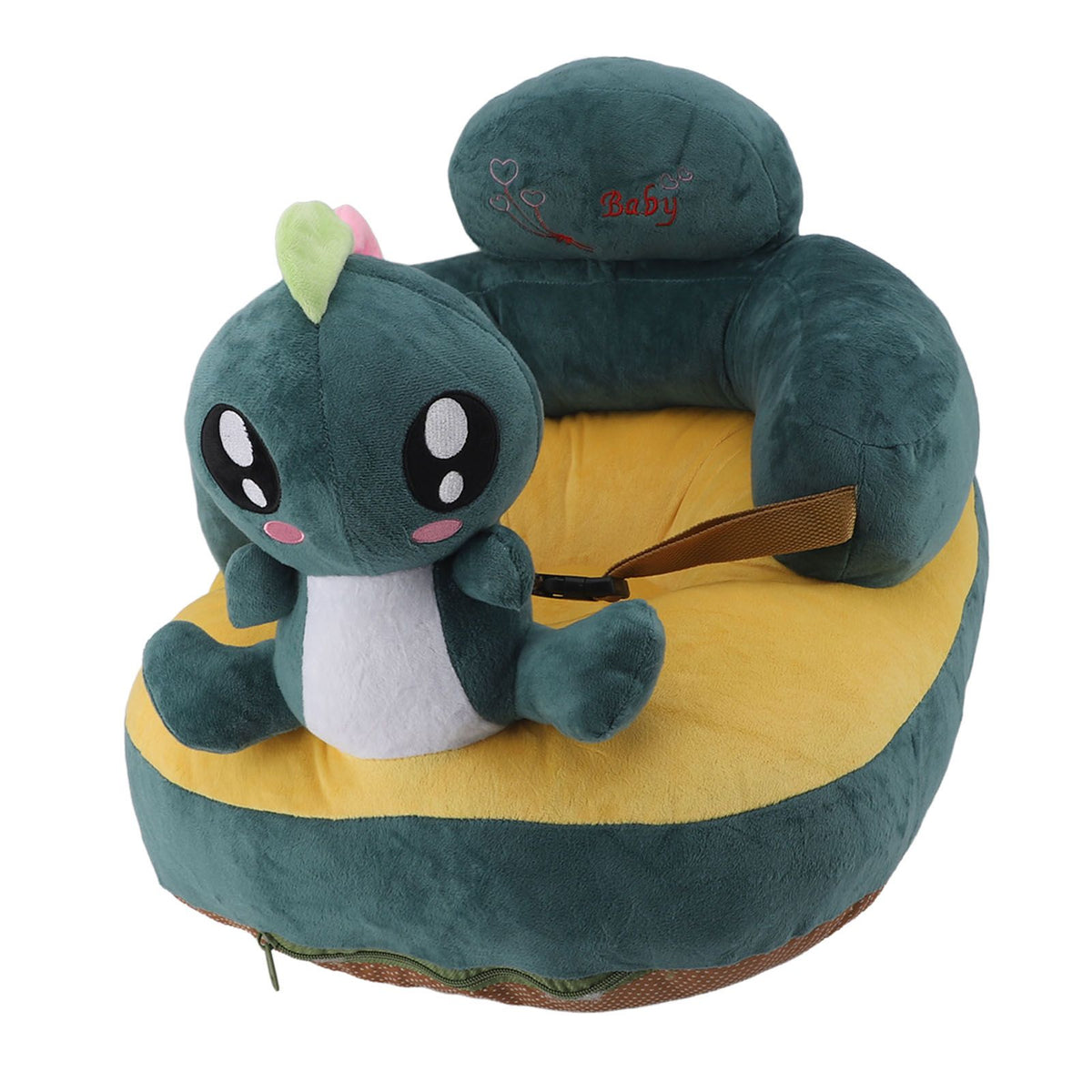 Baby Support Seat Sofa Soft Plush Comfortable Cute Animal Shape Prevent Slip Adjustable Baby Learn Sitting Support Seat Green Dinosaur