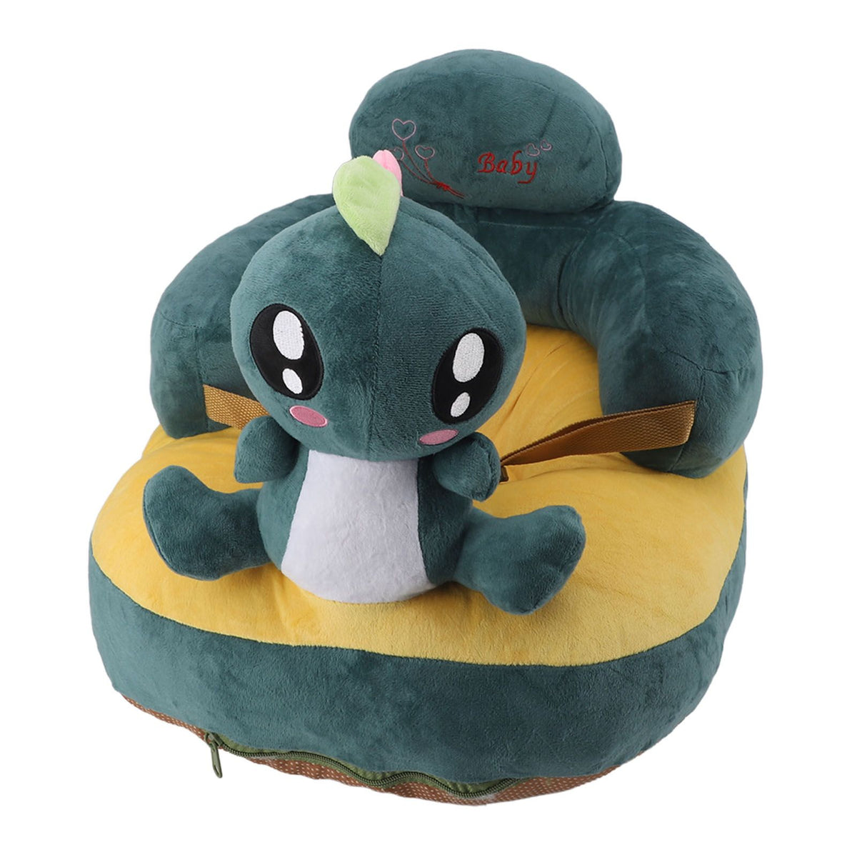 Baby Support Seat Sofa Soft Plush Comfortable Cute Animal Shape Prevent Slip Adjustable Baby Learn Sitting Support Seat Green Dinosaur