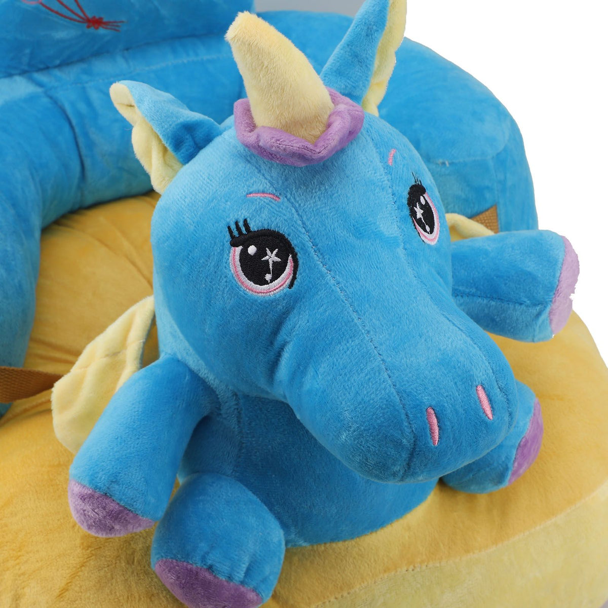 Learning Sitting Chair Prevents Falls Adjustable Angle Portable Safe Super Soft Plush Baby Support Seat Blue Horse
