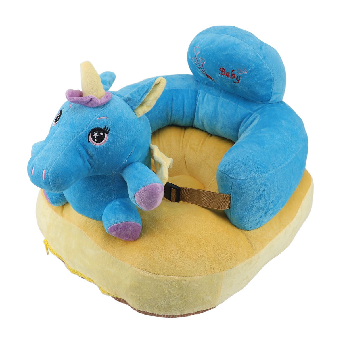 Learning Sitting Chair Prevents Falls Adjustable Angle Portable Safe Super Soft Plush Baby Support Seat Blue Horse