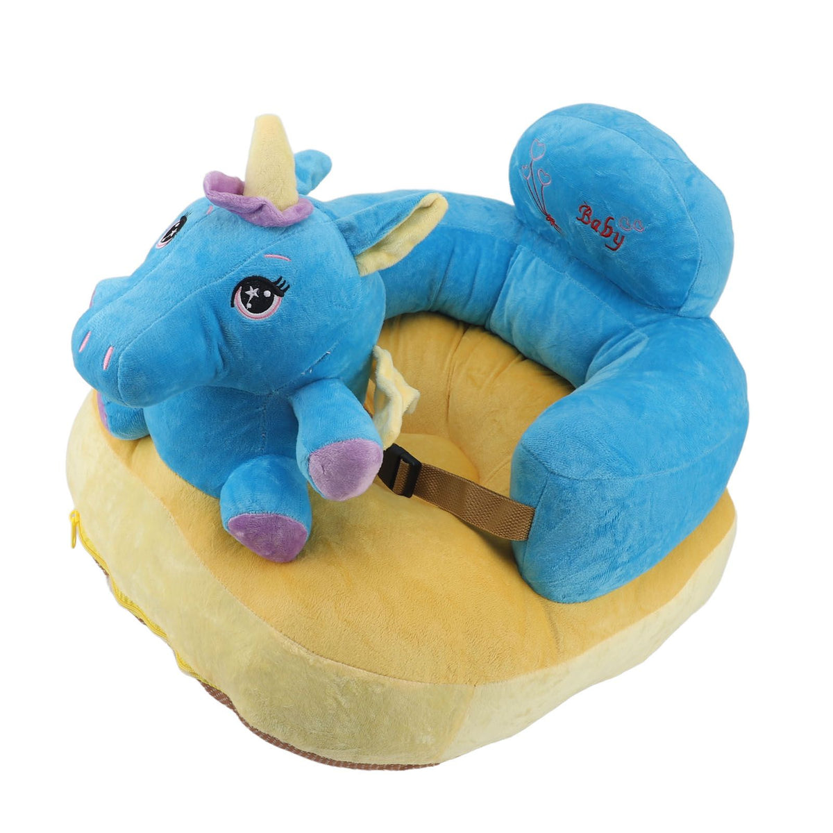 Learning Sitting Chair Prevents Falls Adjustable Angle Portable Safe Super Soft Plush Baby Support Seat Blue Horse