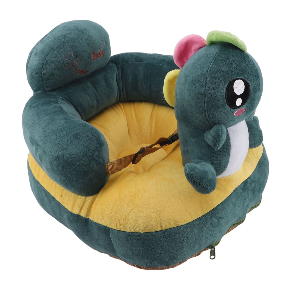 Learning Sitting Chair Prevents Falls Adjustable Angle Portable Safe Super Soft Plush Baby Support Seat Green Dinosaur