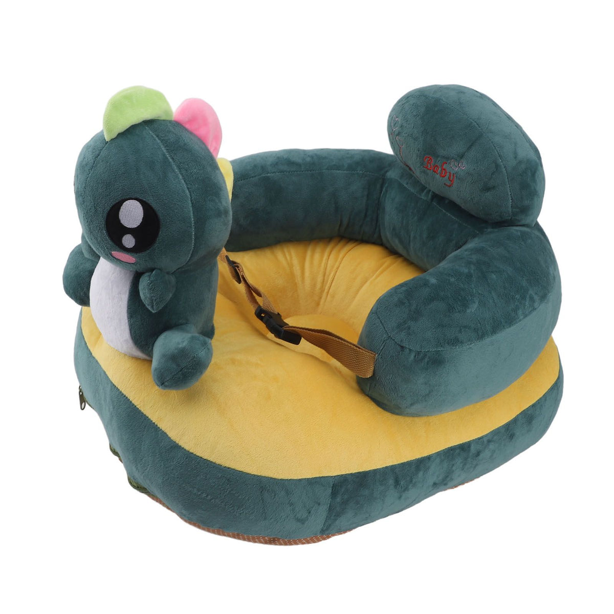 Learning Sitting Chair Prevents Falls Adjustable Angle Portable Safe Super Soft Plush Baby Support Seat Green Dinosaur