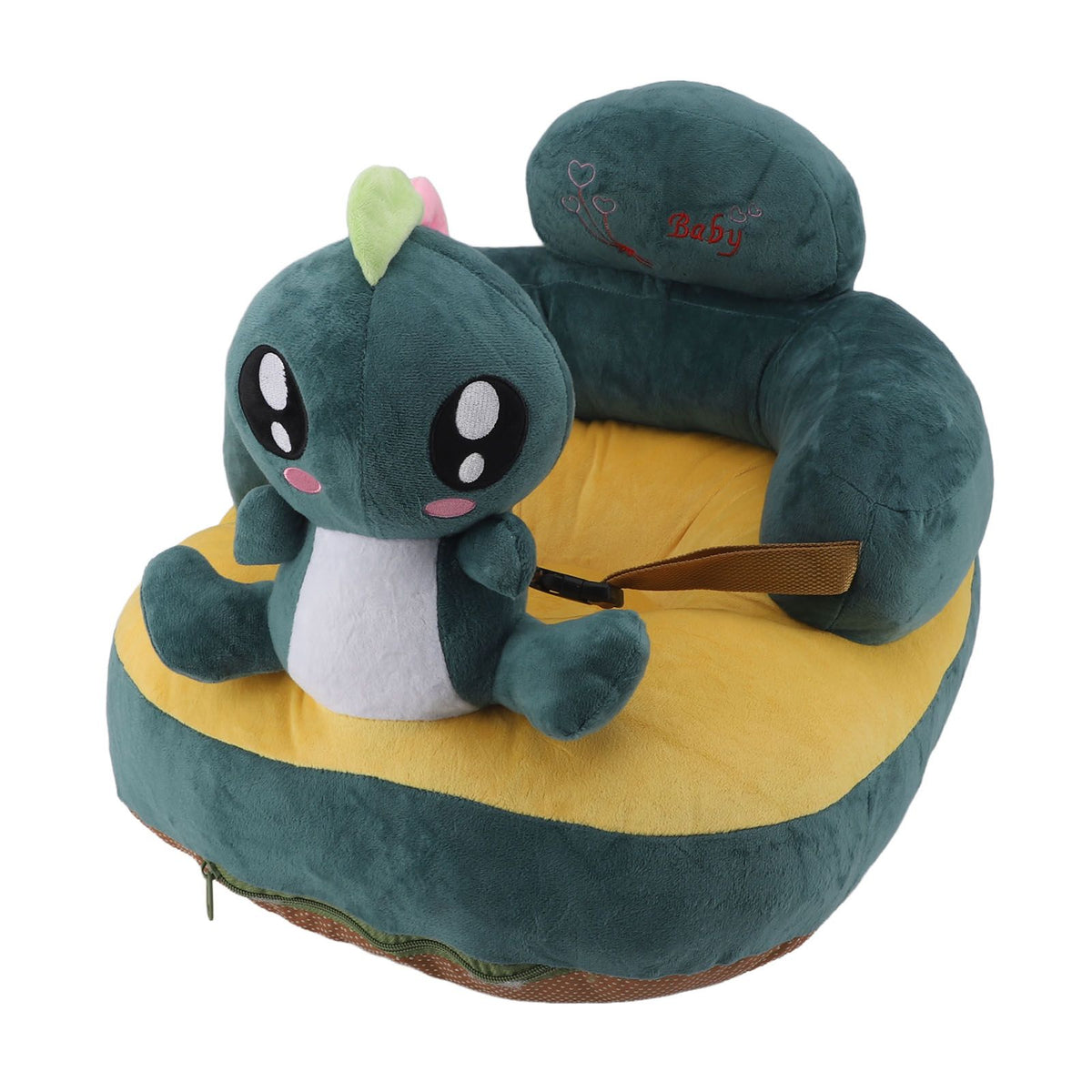 Learning Sitting Chair Prevents Falls Adjustable Angle Portable Safe Super Soft Plush Baby Support Seat Green Dinosaur
