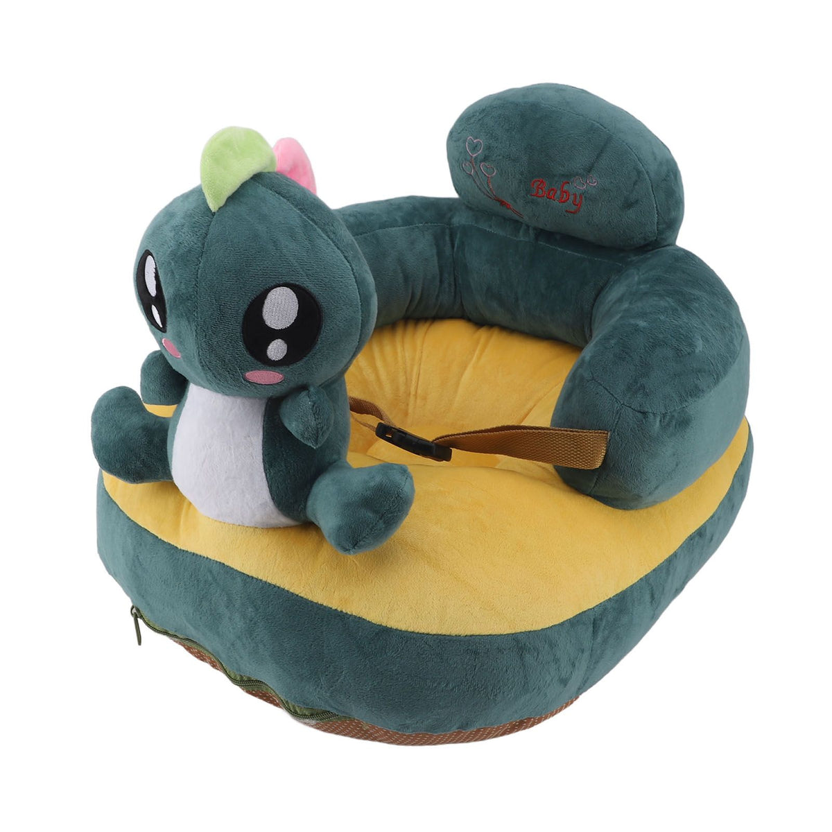 Learning Sitting Chair Prevents Falls Adjustable Angle Portable Safe Super Soft Plush Baby Support Seat Green Dinosaur