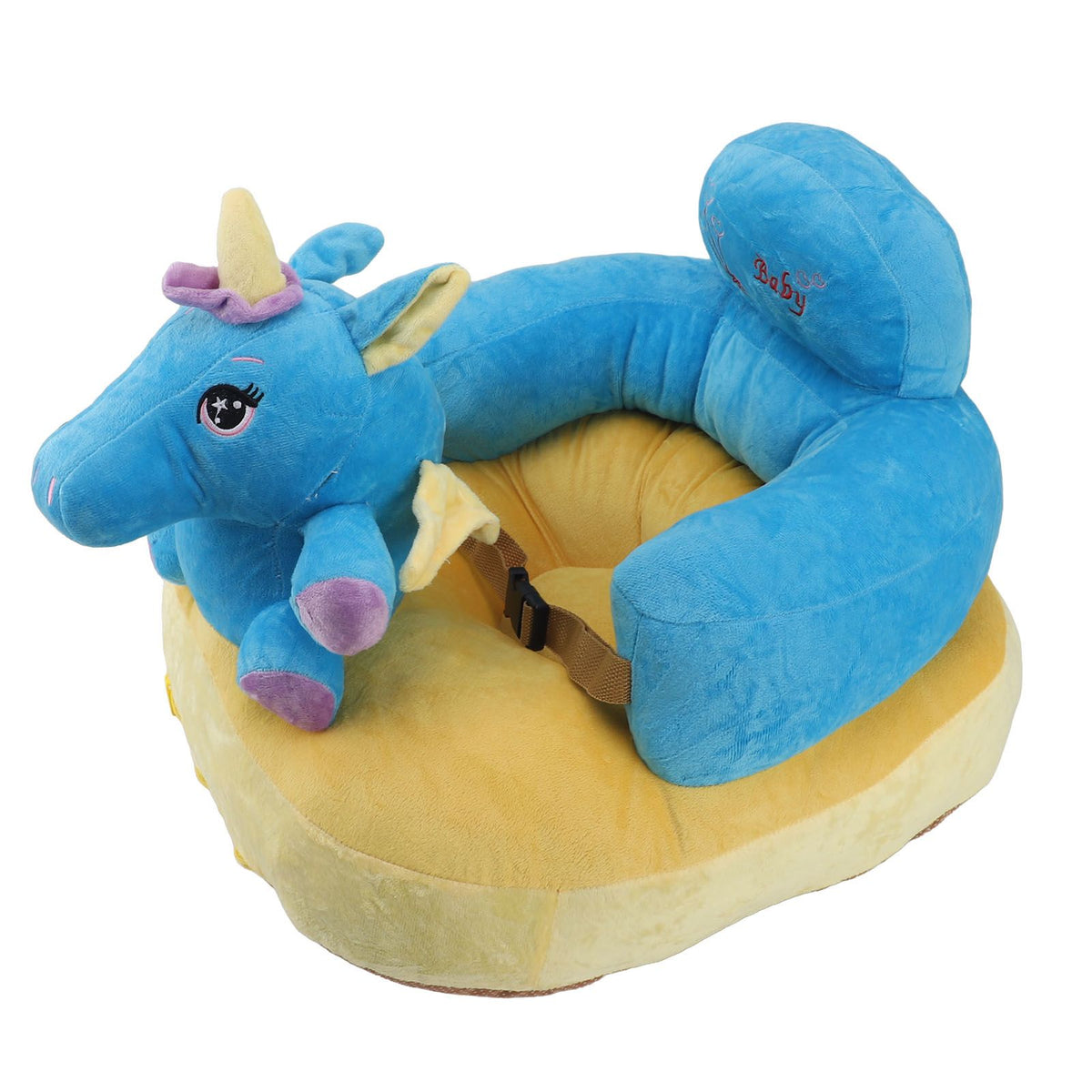 Baby Support Seat Sofa Soft Plush Comfortable Adjustable Angle Bluetooth Function Baby Sitting Support for Indoor Blue Horse Pattern