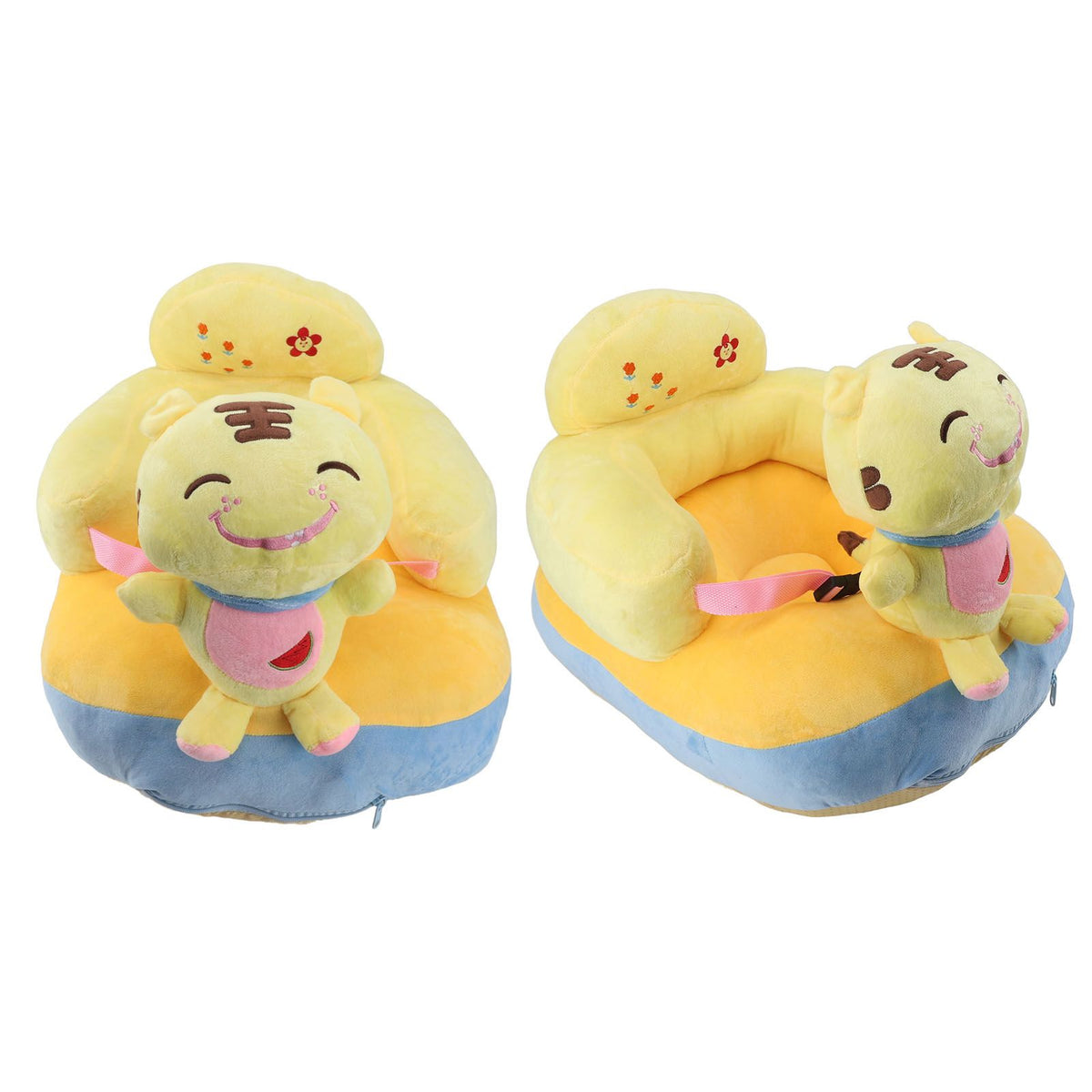 Baby Support Seat Sofa Soft Plush Comfortable Adjustable Angle Bluetooth Function Baby Sitting Support for Indoor Tiger Pattern