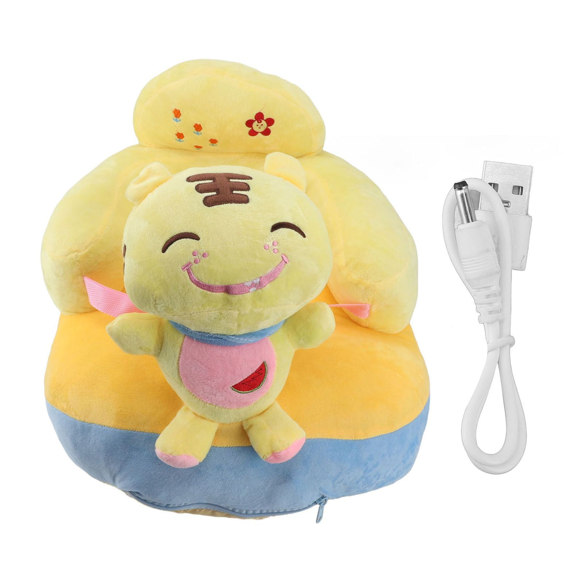 Baby Support Seat Sofa Soft Plush Comfortable Adjustable Angle Bluetooth Function Baby Sitting Support for Indoor Tiger Pattern