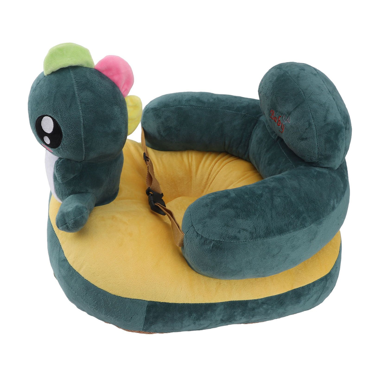 Baby Support Seat Sofa Soft Plush Comfortable Adjustable Angle Bluetooth Function Baby Sitting Support for Indoor Green Dinosaur Pattern
