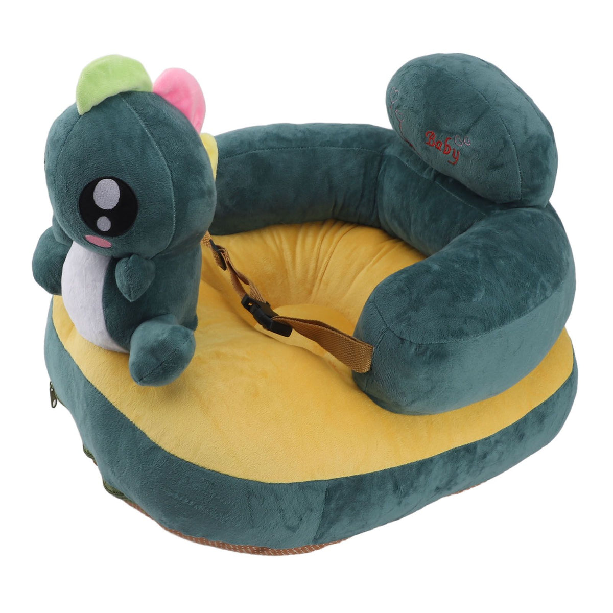 Baby Support Seat Sofa Soft Plush Comfortable Adjustable Angle Bluetooth Function Baby Sitting Support for Indoor Green Dinosaur Pattern