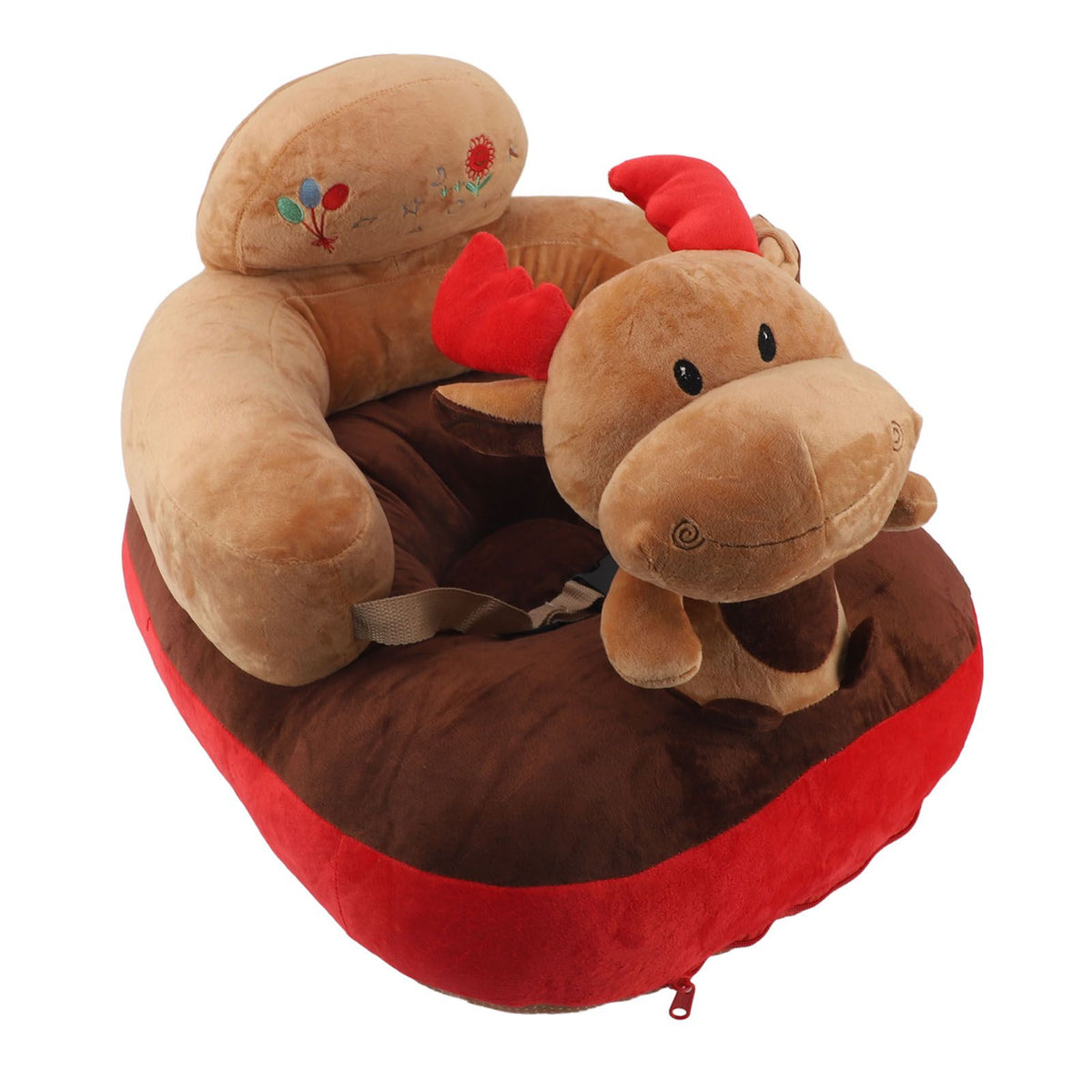 Baby Sofa Chair Floor Support Seat Plush Cute Cartoon Animal Angle Adjustable Baby Learning to Sit Chair with USB Cable for Toddlers Boys Girls Deer