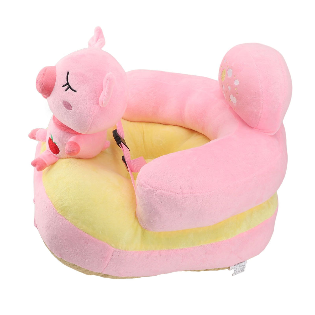 Baby Sofa Chair Floor Support Seat Plush Cute Cartoon Animal Angle Adjustable Baby Learning to Sit Chair with USB Cable for Toddlers Boys Girls Pig