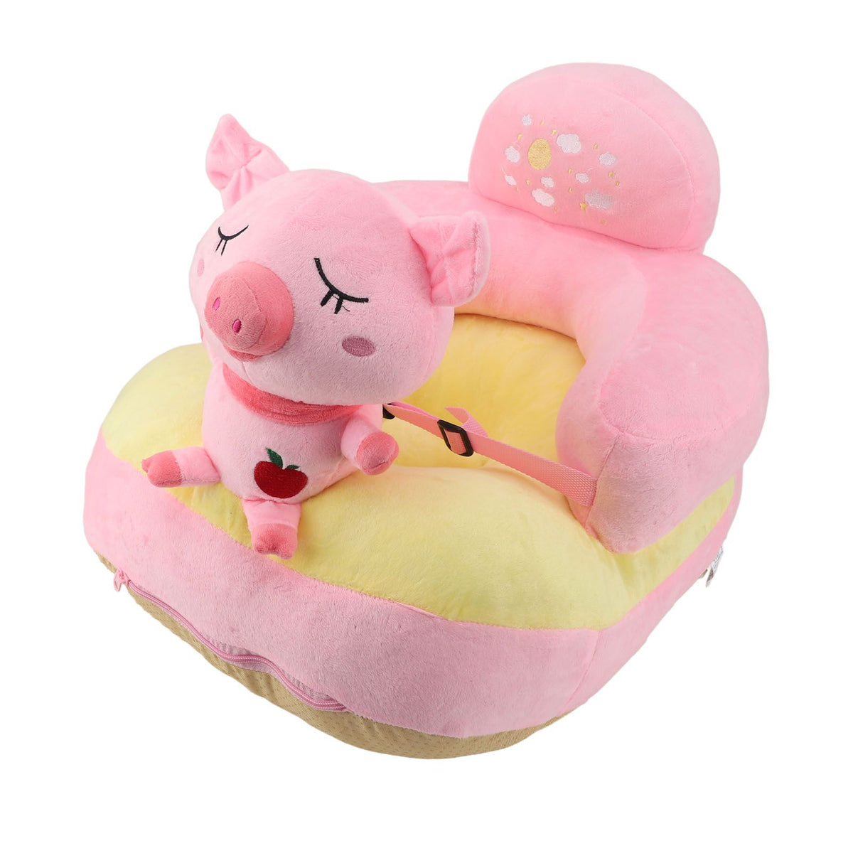 Baby Sofa Chair Floor Support Seat Plush Cute Cartoon Animal Angle Adjustable Baby Learning to Sit Chair with USB Cable for Toddlers Boys Girls Pig
