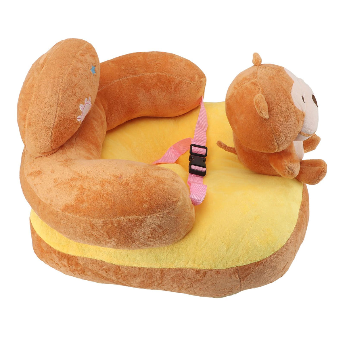Baby Sofa Chair Floor Support Seat Plush Cute Cartoon Animal Angle Adjustable Baby Learning to Sit Chair with USB Cable for Toddlers Boys Girls Monkey