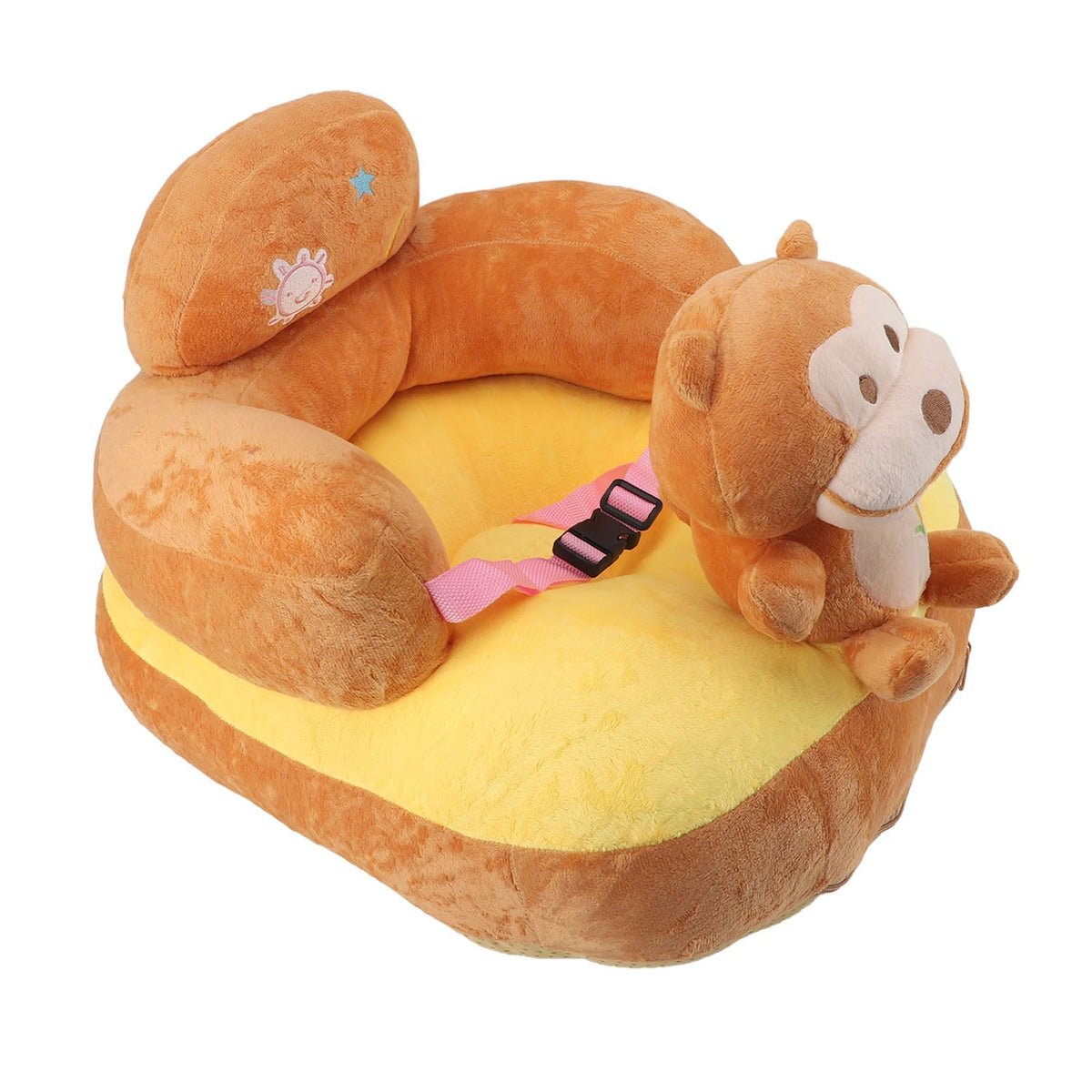 Baby Sofa Chair Floor Support Seat Plush Cute Cartoon Animal Angle Adjustable Baby Learning to Sit Chair with USB Cable for Toddlers Boys Girls Monkey