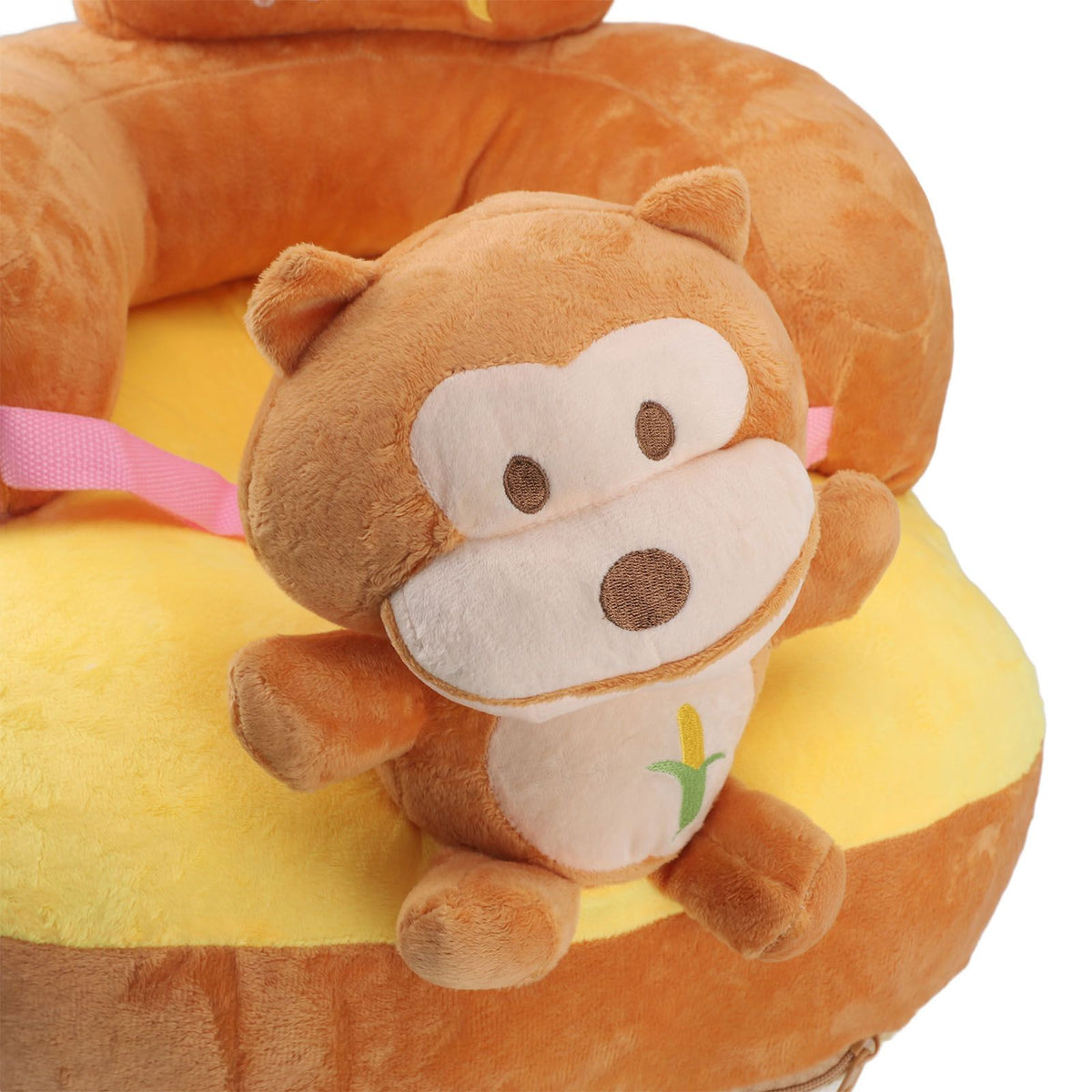 Baby Sofa Chair Floor Support Seat Plush Cute Cartoon Animal Angle Adjustable Baby Learning to Sit Chair with USB Cable for Toddlers Boys Girls Monkey