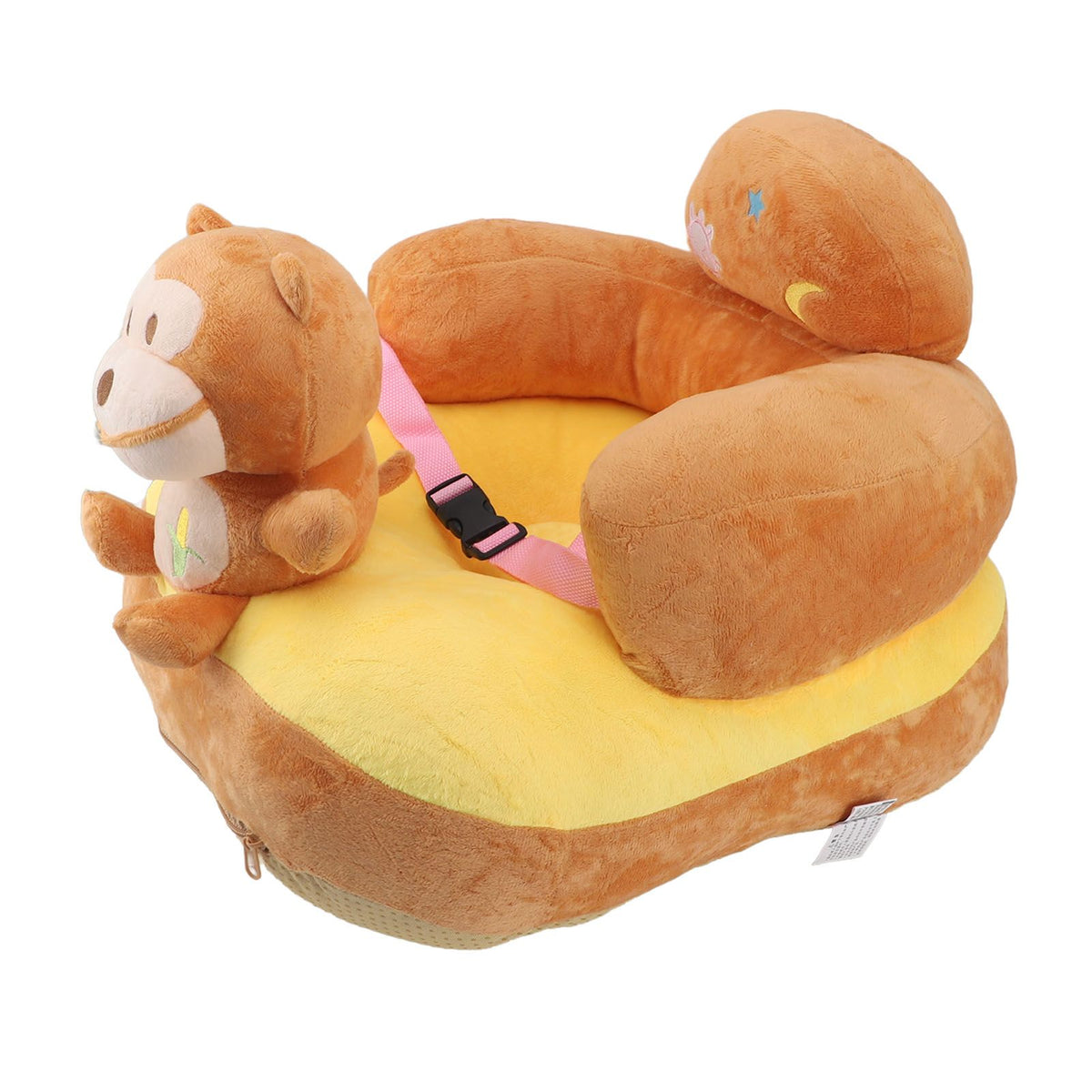 Baby Sofa Chair Floor Support Seat Plush Cute Cartoon Animal Angle Adjustable Baby Learning to Sit Chair with USB Cable for Toddlers Boys Girls Monkey