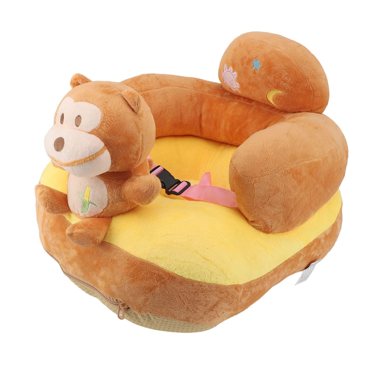 Baby Sofa Chair Floor Support Seat Plush Cute Cartoon Animal Angle Adjustable Baby Learning to Sit Chair with USB Cable for Toddlers Boys Girls Monkey