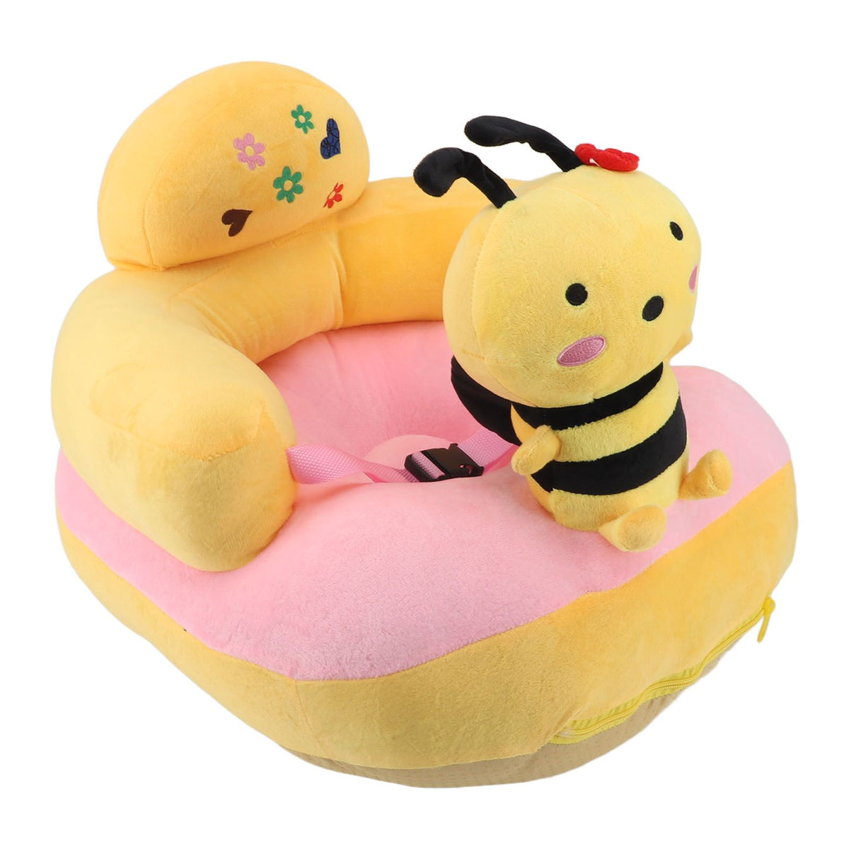 Baby Learn Sitting Support Seats Anti Fall Anti Side Turning Rechargeable Plush Baby Learning to Sit Chair for Indoor Outdoor Bee