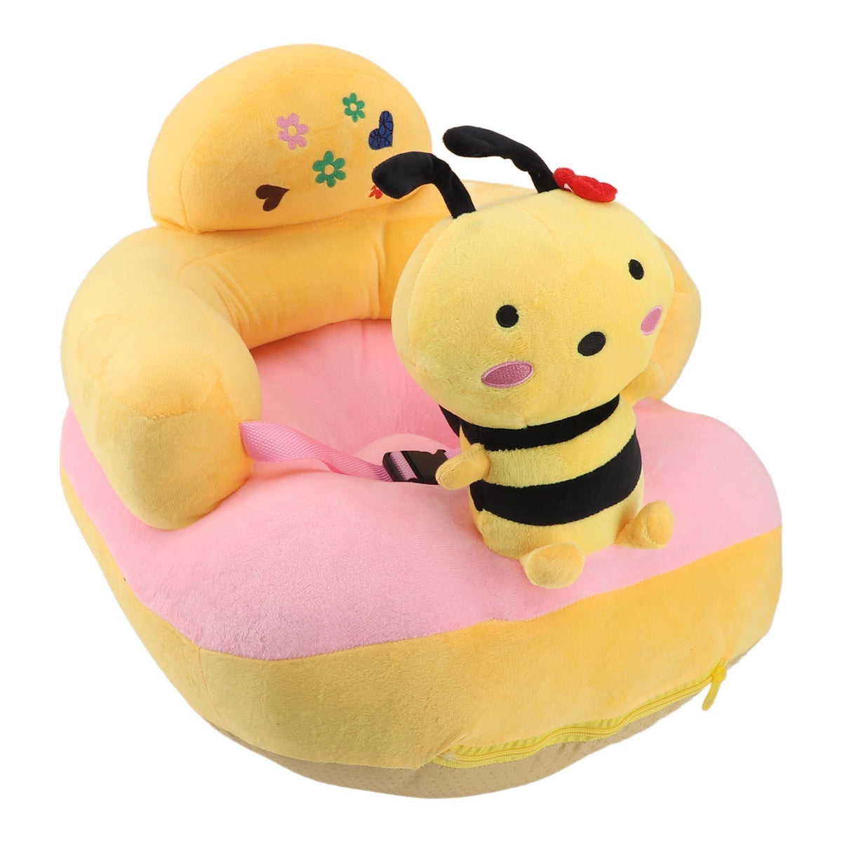 Baby Learn Sitting Support Seats Anti Fall Anti Side Turning Rechargeable Plush Baby Learning to Sit Chair for Indoor Outdoor Bee