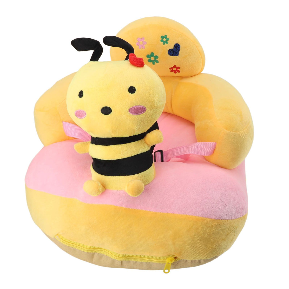 Baby Learn Sitting Support Seats Anti Fall Anti Side Turning Rechargeable Plush Baby Learning to Sit Chair for Indoor Outdoor Bee